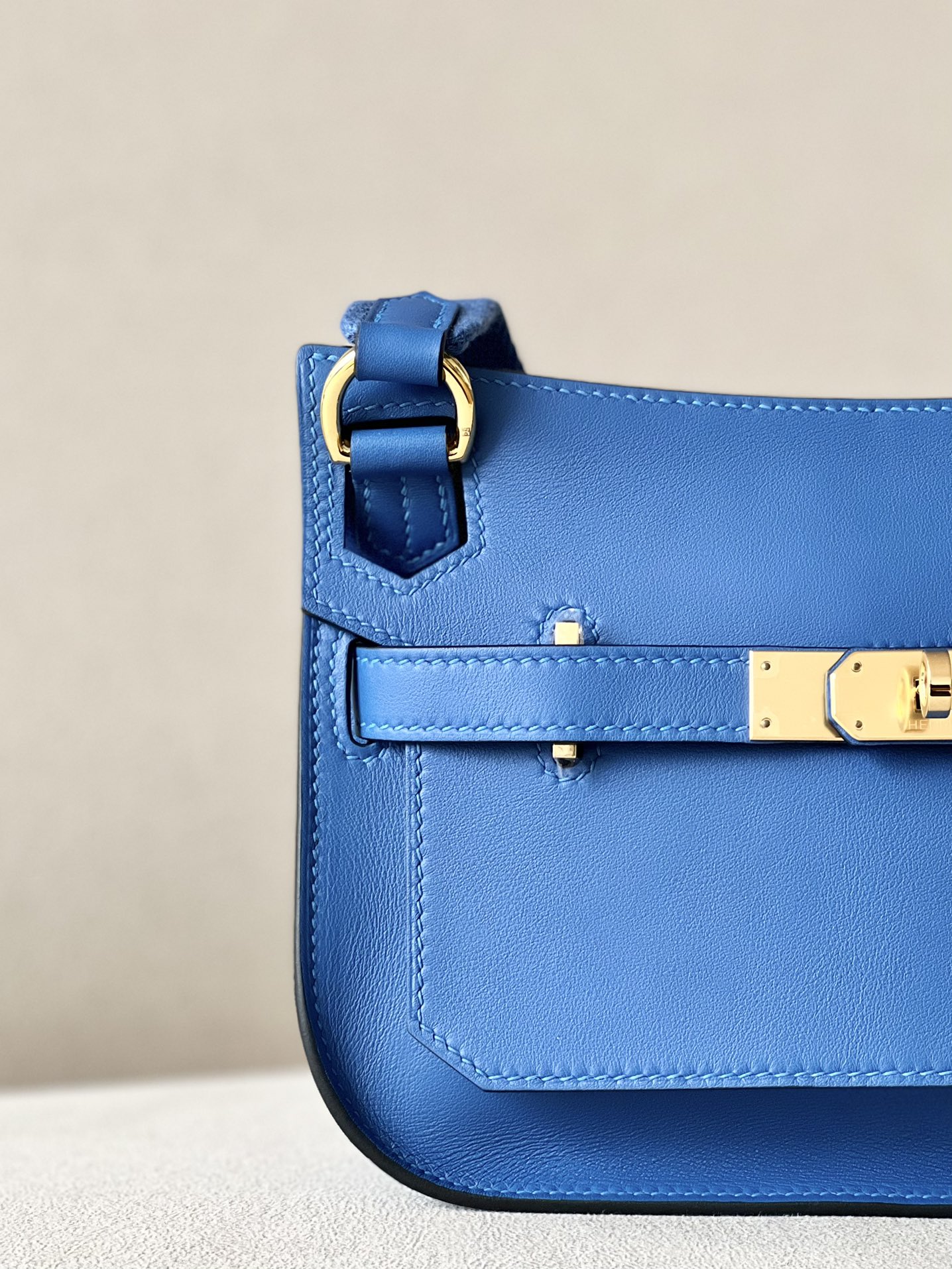 Hermes Jypsiere Mini Shoulder Bag In Blue Swift Leather